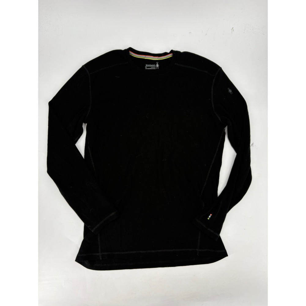 Smartwool Mens XL Merino Wool Base Layer Long Sleeve Shirt Black Crew Neck Top